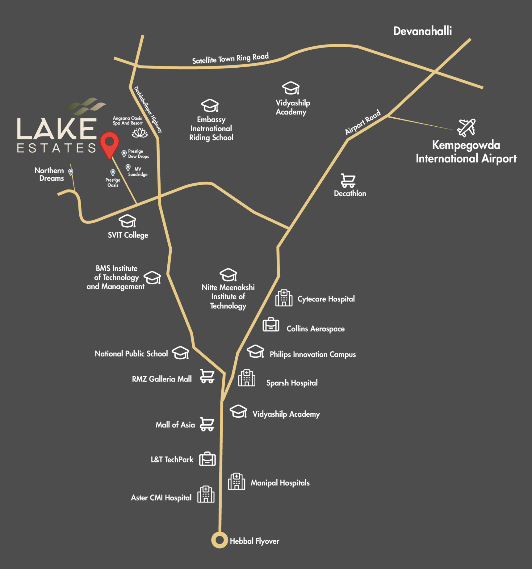 Location map of luxury villas in Yelahanka near Devanahalli